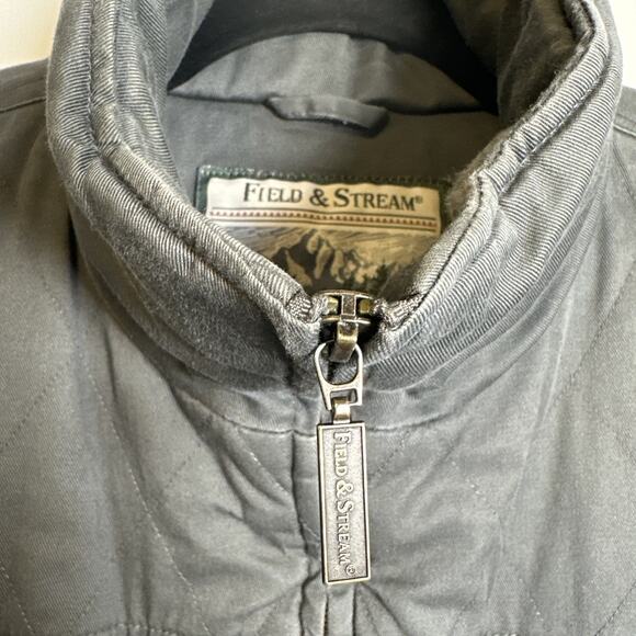 Field & Stream Men's LARGE HUNTING WINTER Full-Zip Vest GRAY COTTON TWILL - Picture 2 of 9